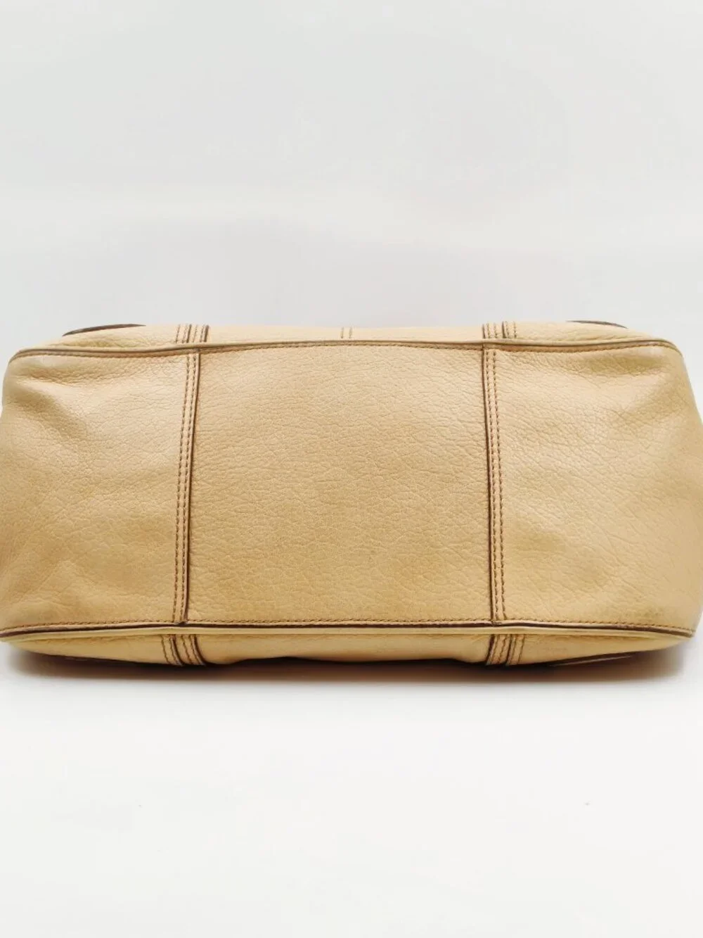 Celine Boogie Bag Beige Grained Leather Shoulder Tote Satchel Silver Hardware